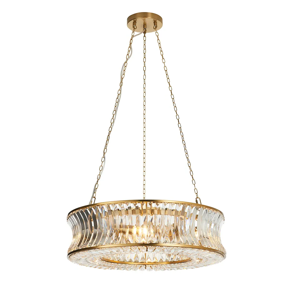 Pendant Light with Crystal Detail - Brass, Glass