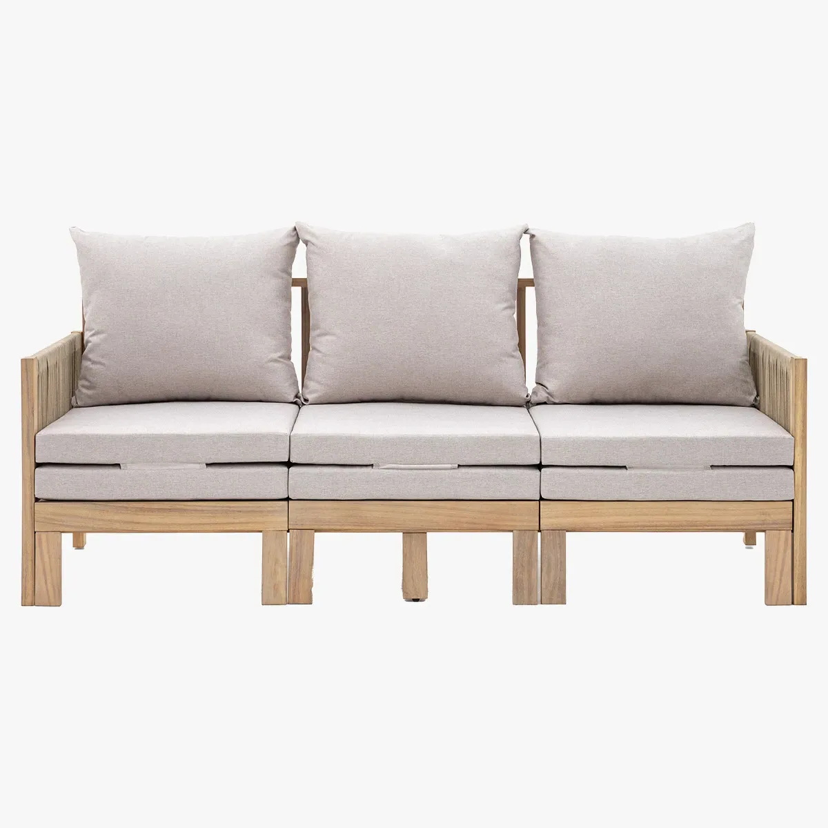 Pull Out Sofa Lounger - Wood, Rope image