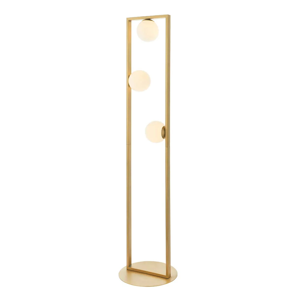 Rectangular Floor Lamp with Opal Glass - Gold