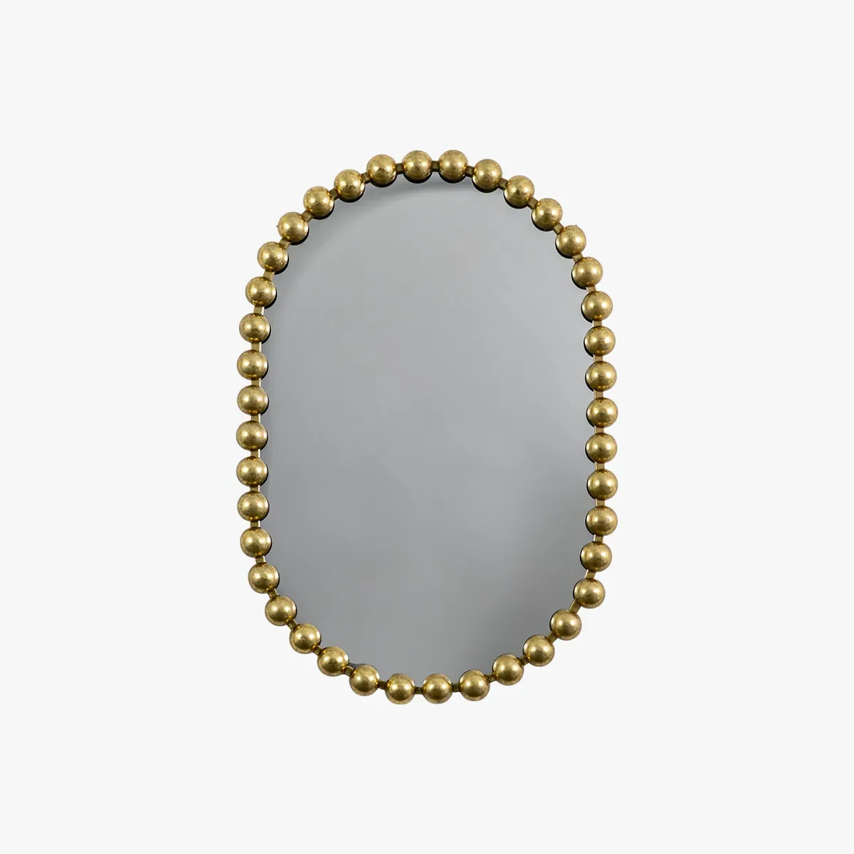 Rectangular Mirror with Beaded Frame - Gold