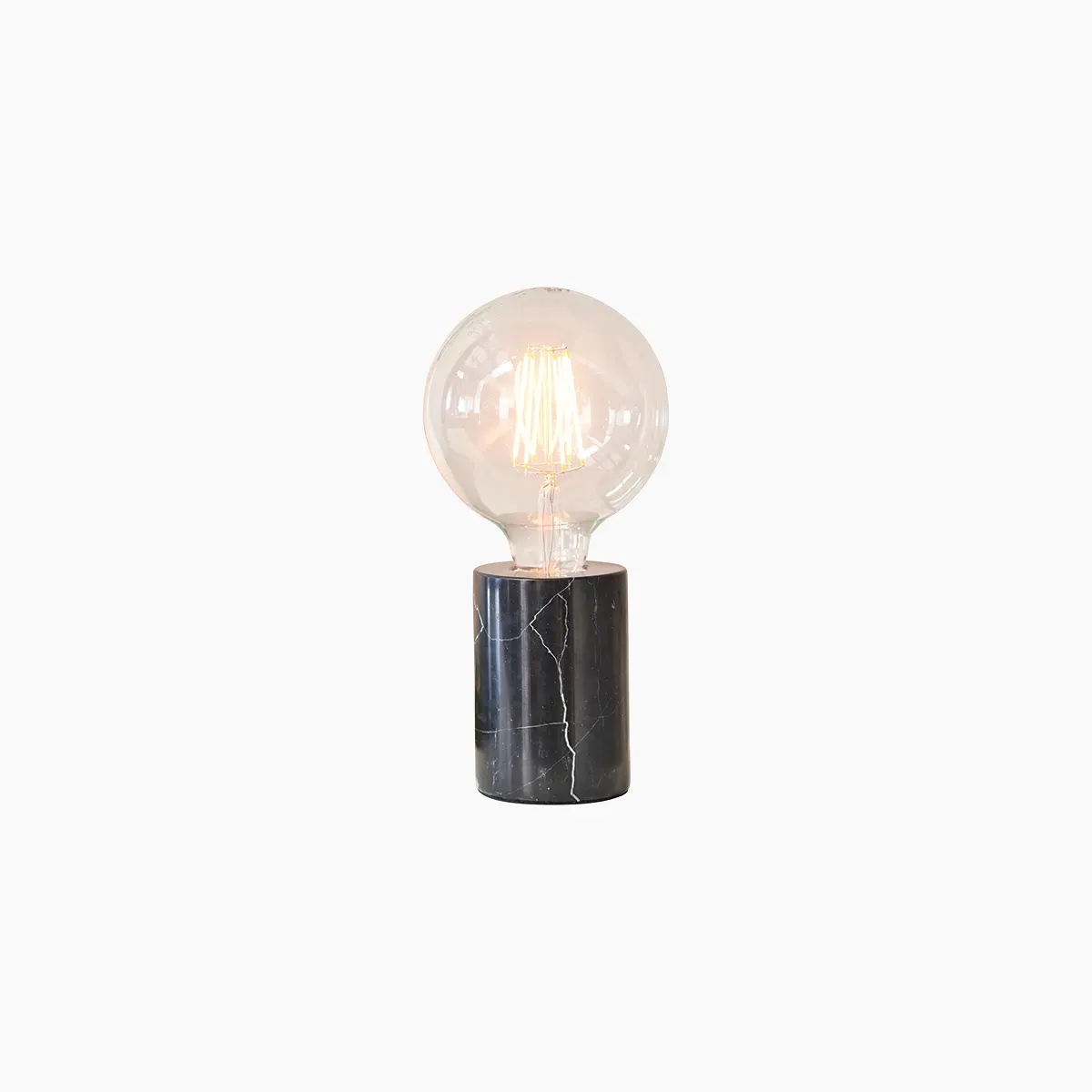 Retro Table Lamp with Glass Shade - Black, Marble image