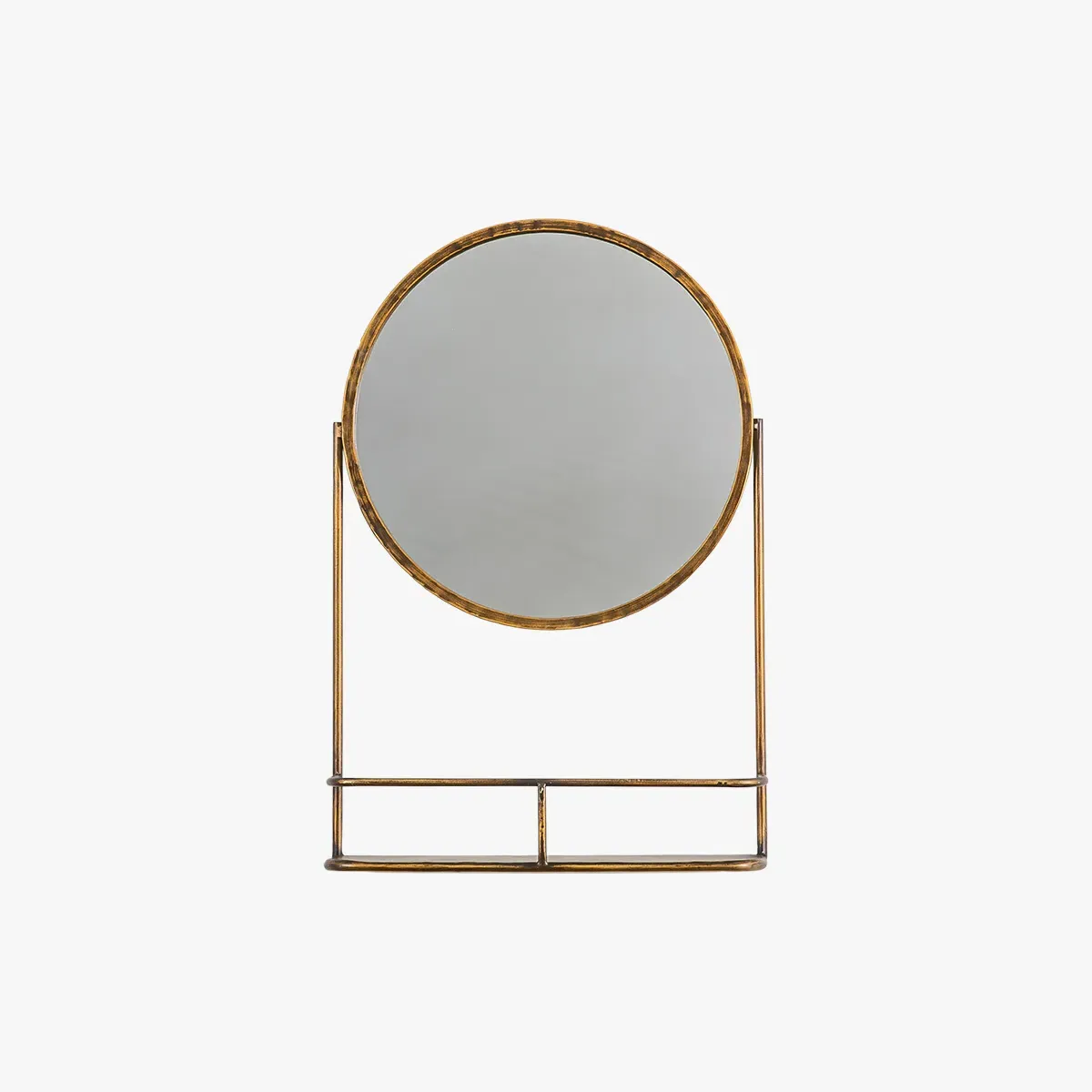Round Arch Mirror with Shelf - Bronze, Metal image