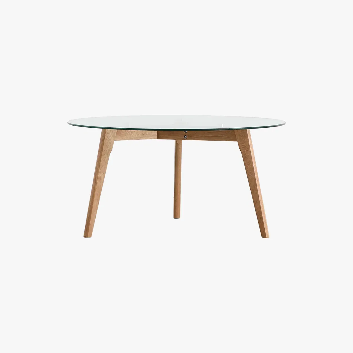Round Coffee Table - Oak, Glass Top image