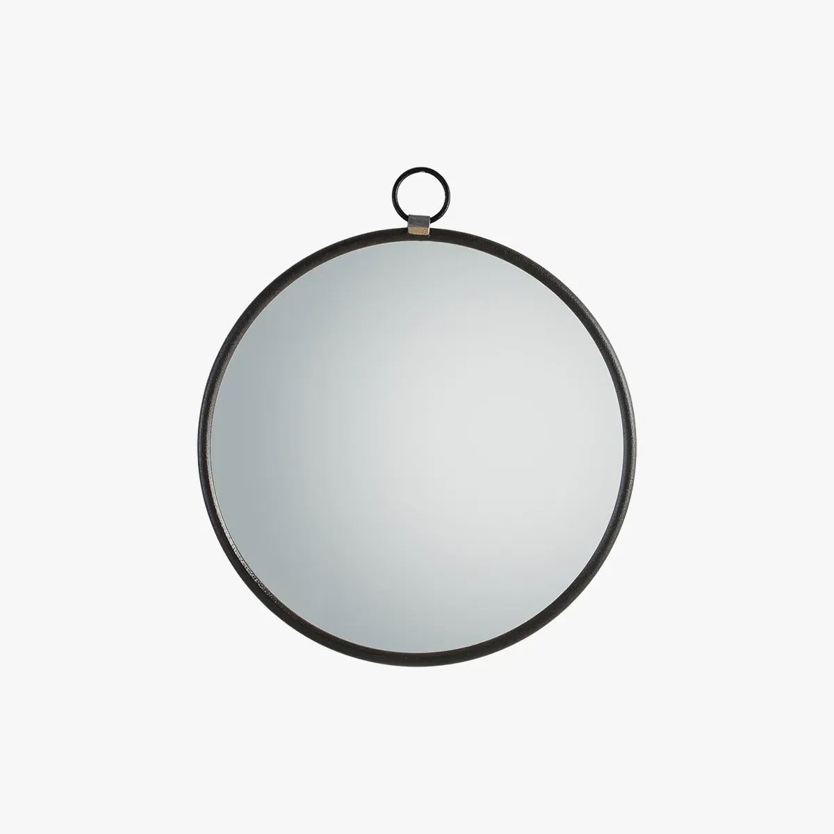 Round Hanging Mirror with Hook - Black, Metal