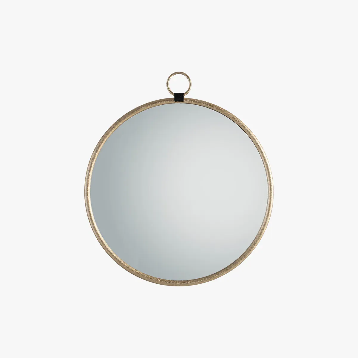 Round Hanging Mirror with Hook - Gold, Metal