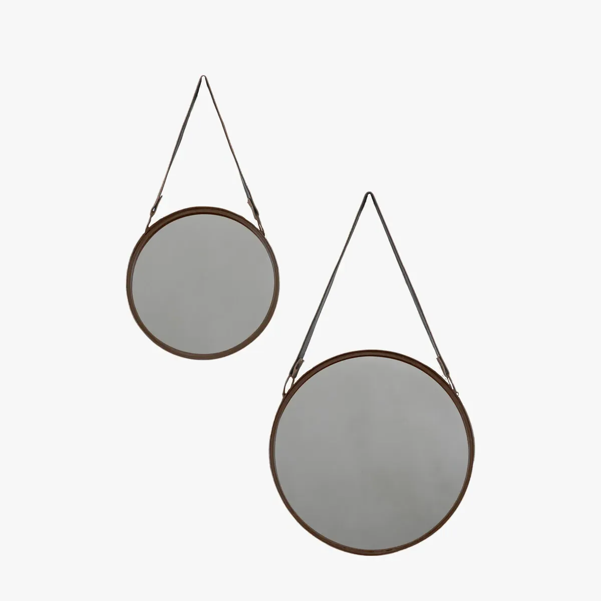 Round Mirror Set with Strap - Black, Metal image