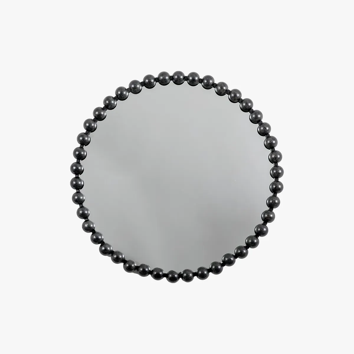 Round Mirror with Beaded Frame - Black