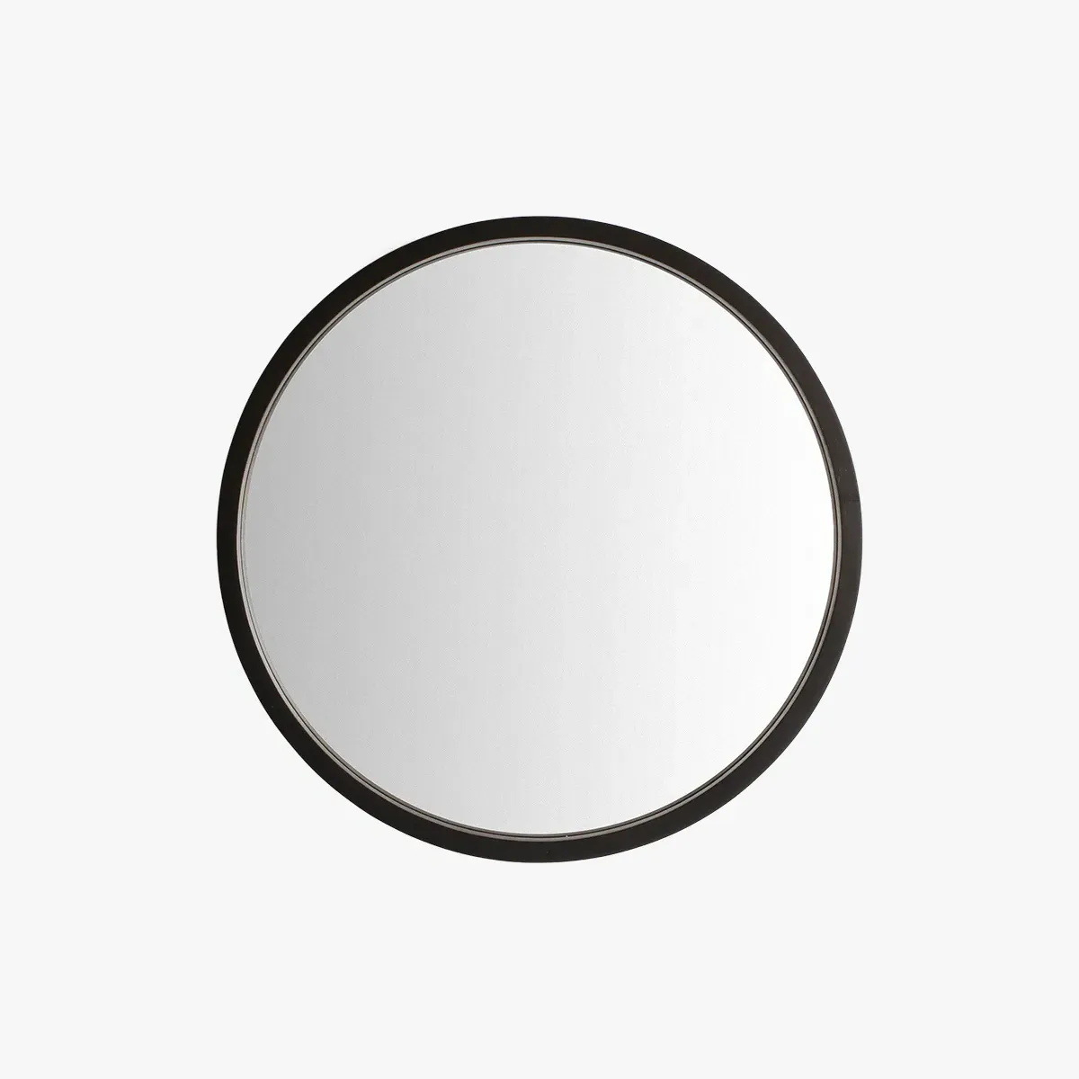 Round Mirror with Patterned Frame - Black, Wood image