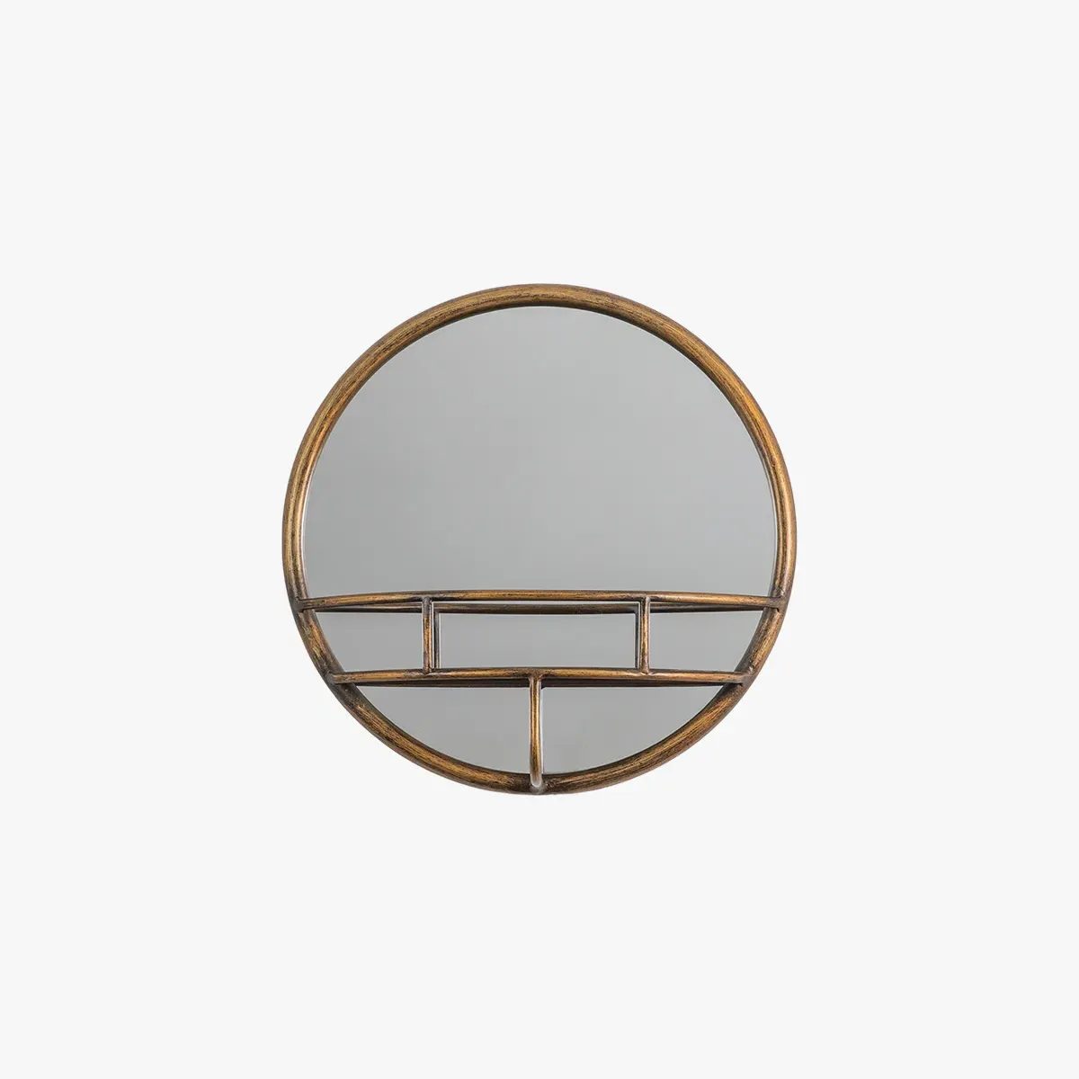 Round Mirror with Shelf - Bronze, Metal image