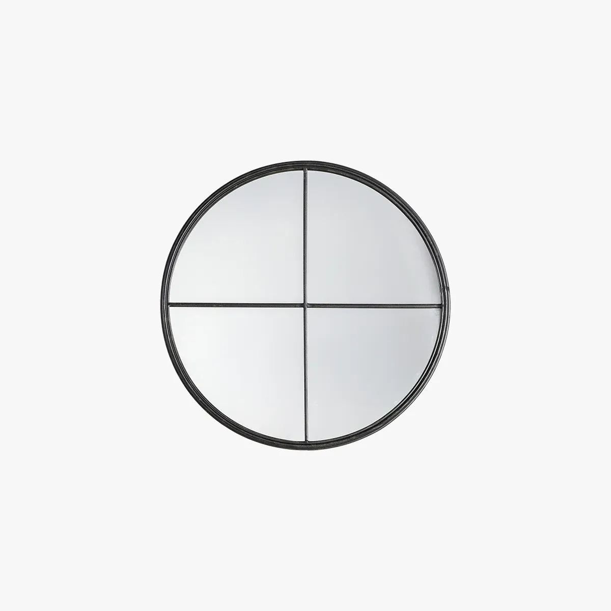 Round Mirror with Window Grid - Black, Metal image