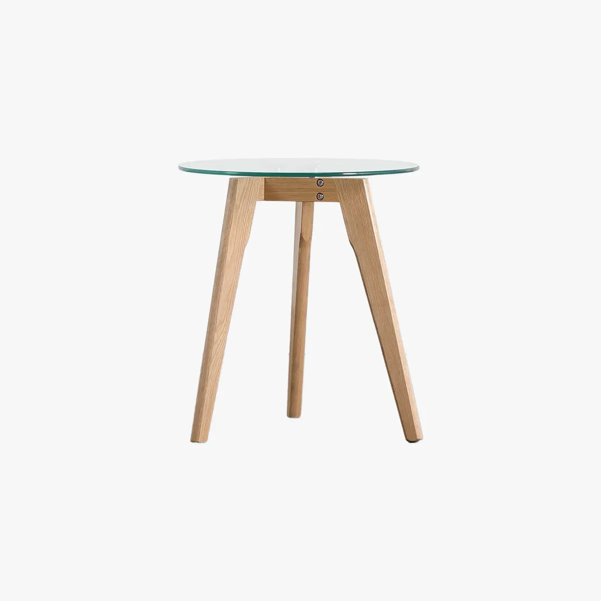 Round Side Table - Oak, Glass