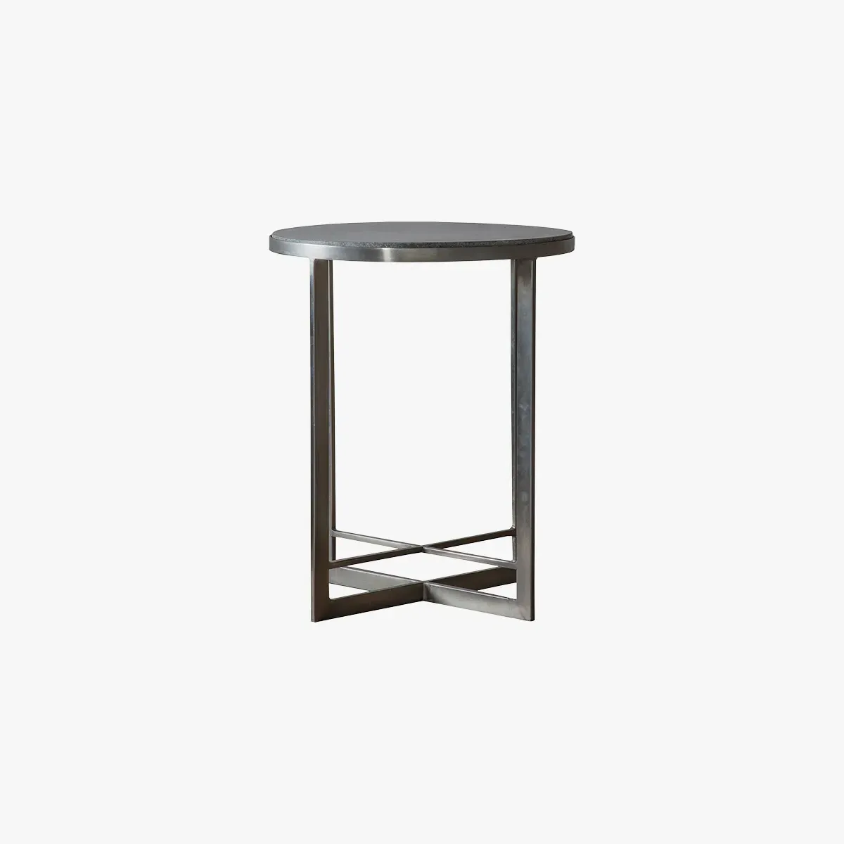 Round Side Table with Marble Top - Silver, Iron image