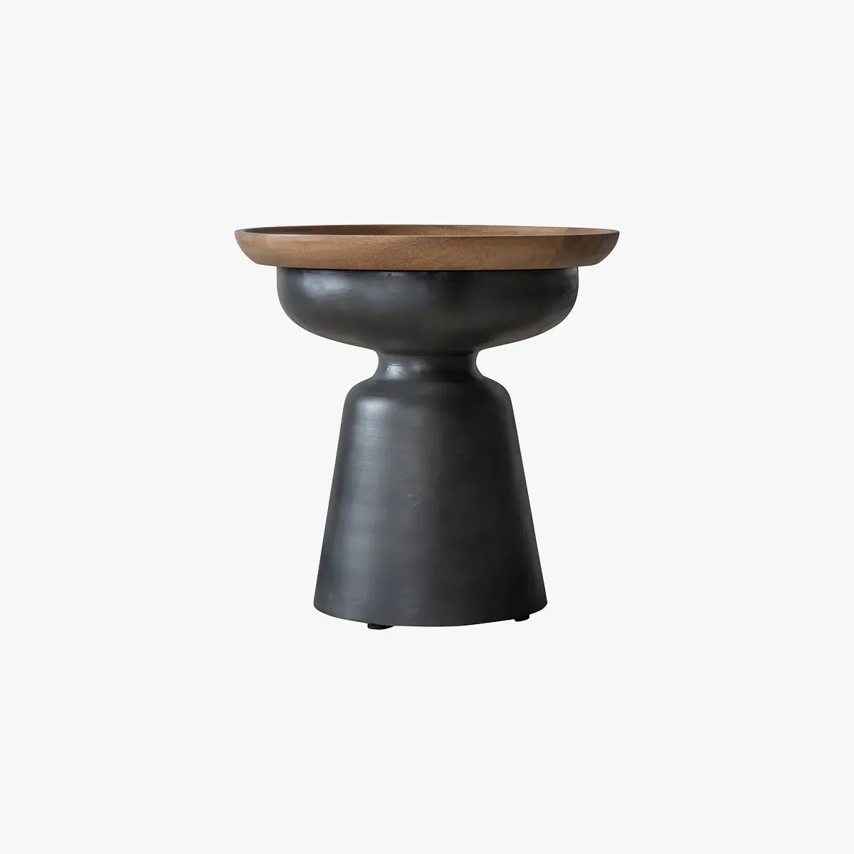 Round Side Table with Pedestal Base - Black, Mango image