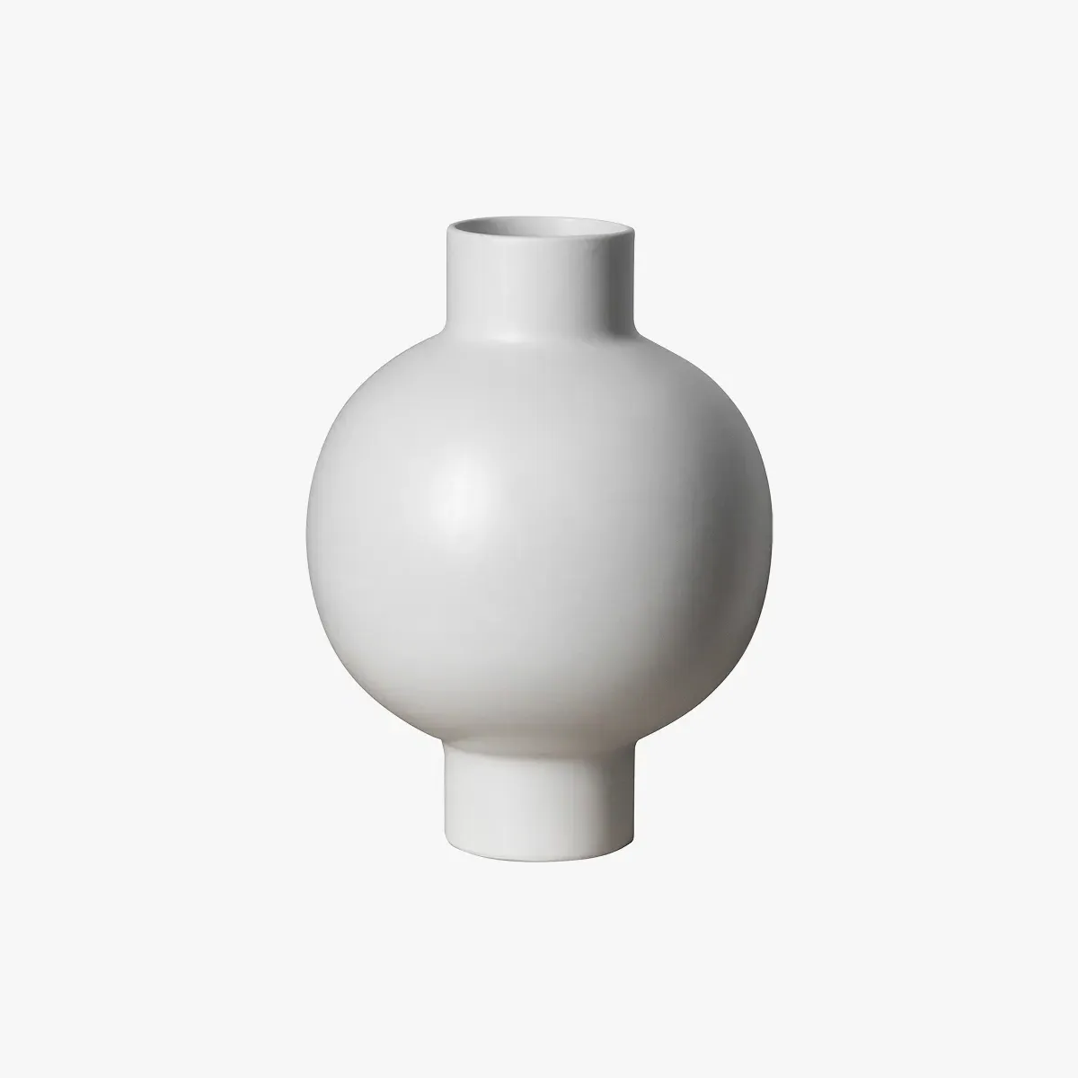 Round Vase with Semi Gloss Finish - White, Stoneware