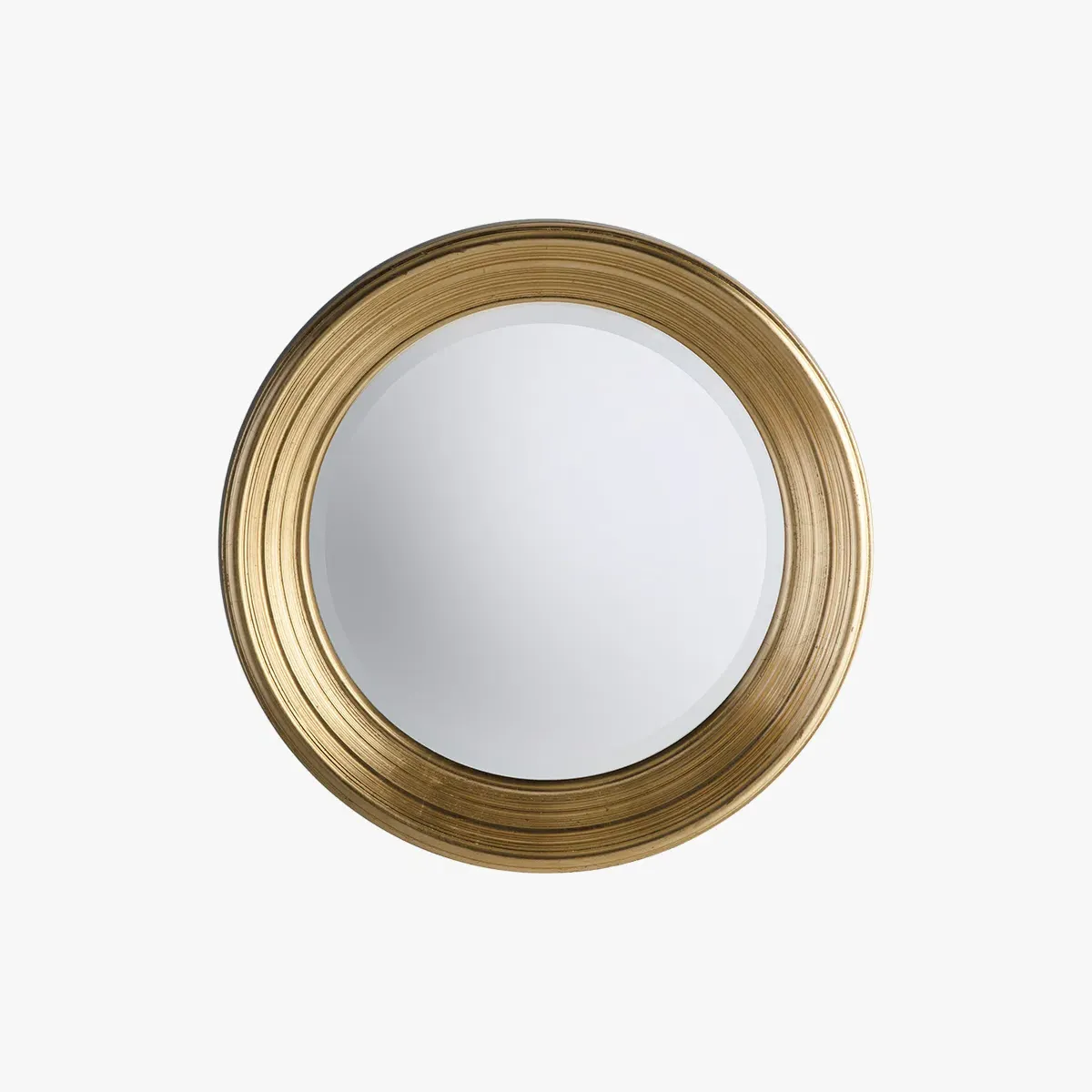 Round Wall Mirror with Textured Frame - Gold image