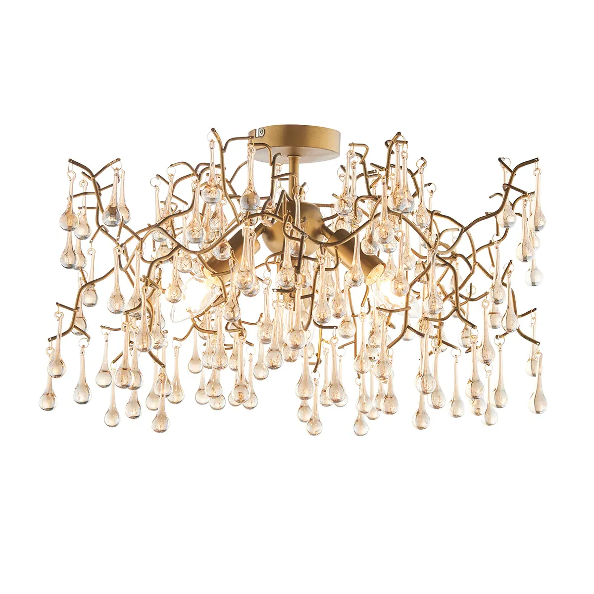 Semi-Flush Ceiling Pendant Light - Gold, Metal image