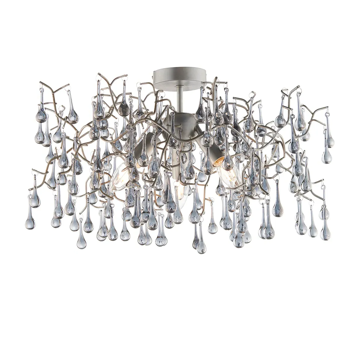 Semi-Flush Ceiling Pendant Light - Silver, Metal