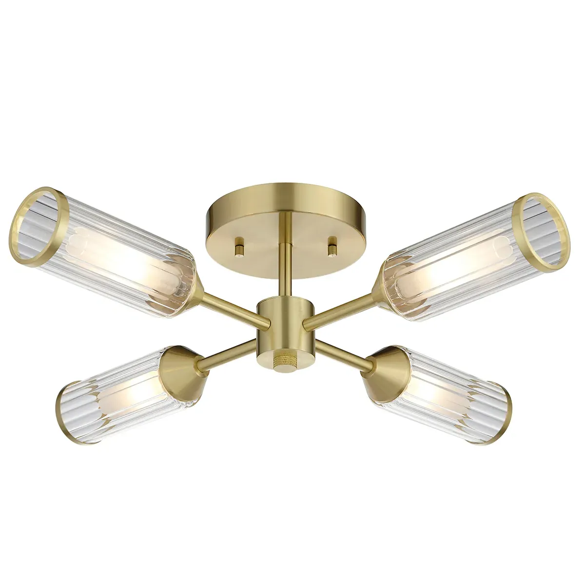 Semi-Flush Glass Ceiling Light - Brass, Glass