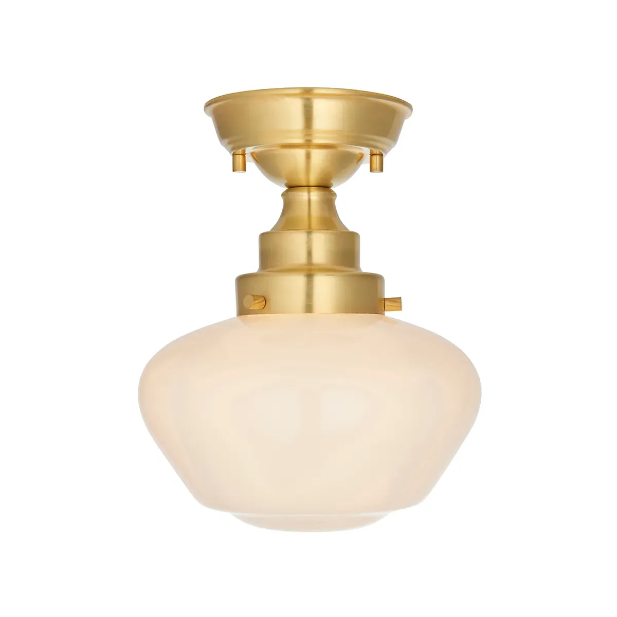 Semi Flush Light with Curved Design - Brass, Glass