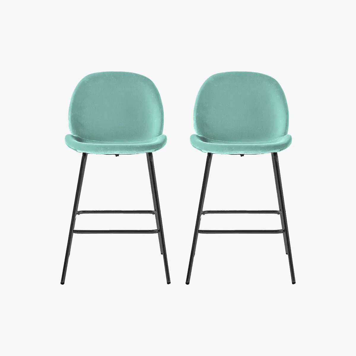 Set of 2 Bar Stools - Mint, Velvet image