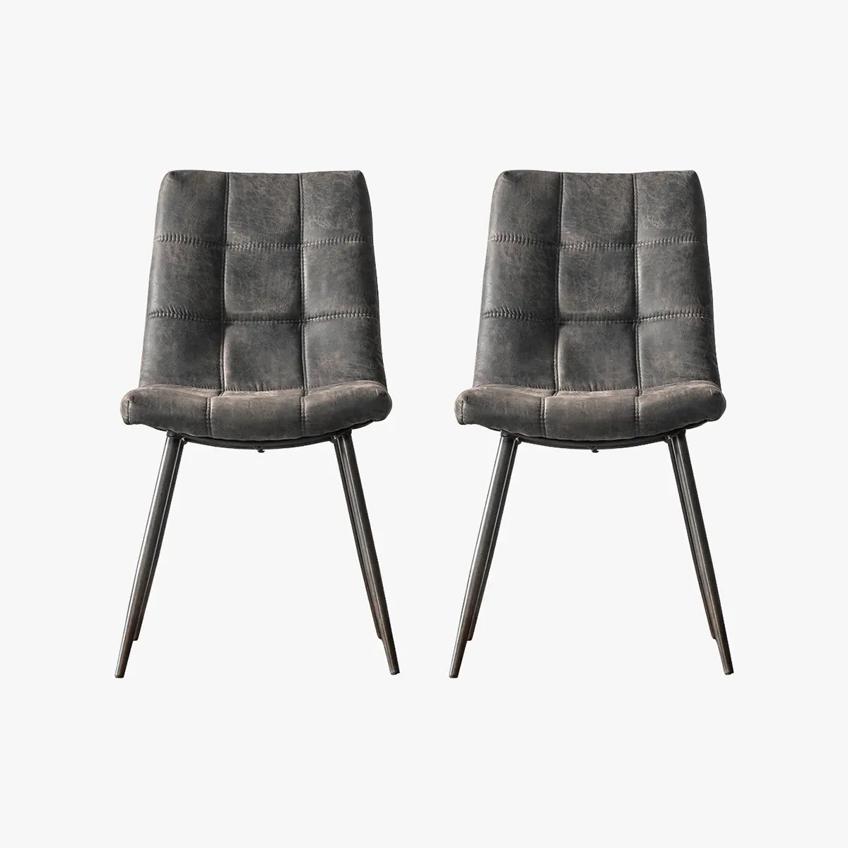 Set of 2 Dining Chairs - Black, Faux Leather image