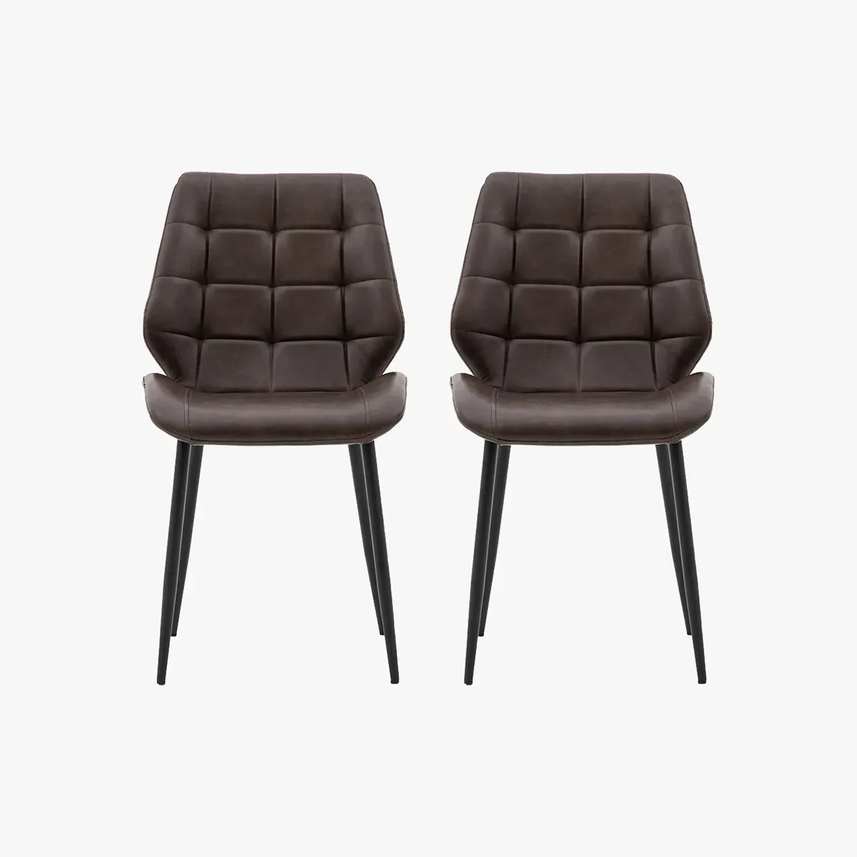 Set of 2 Dining Chairs - Brown, Upholstered