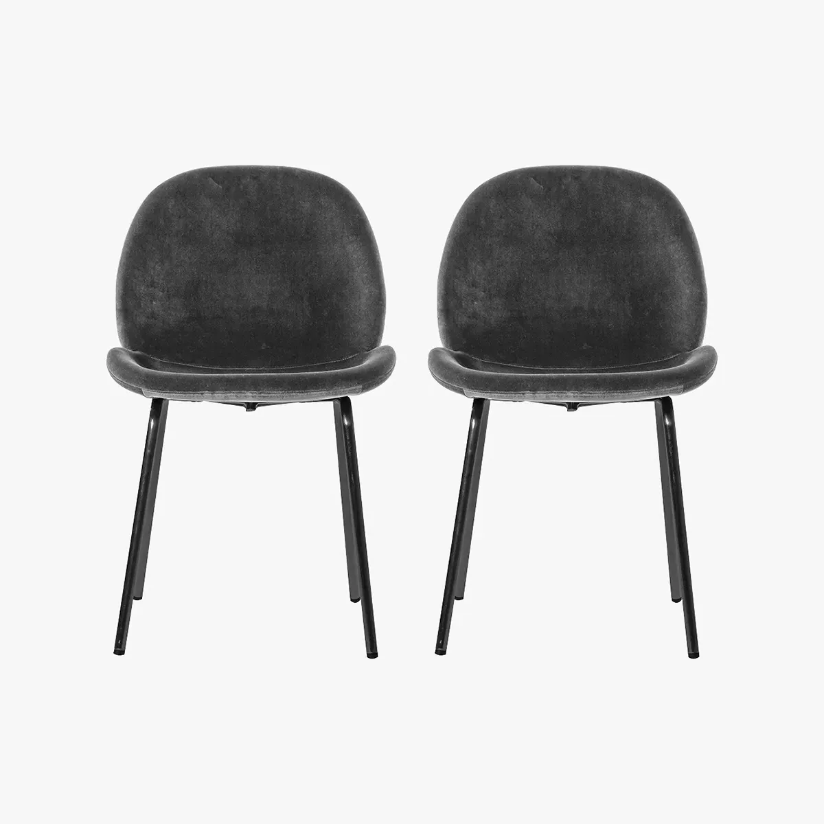 Set of 2 Dining Chairs - Charcoal, Velvet