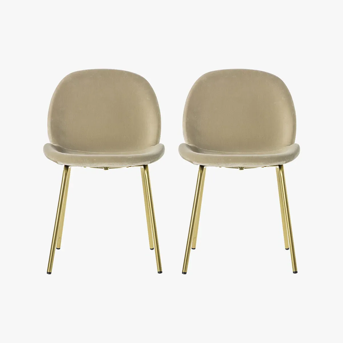 Set of 2 Dining Chairs - Cream, Velvet