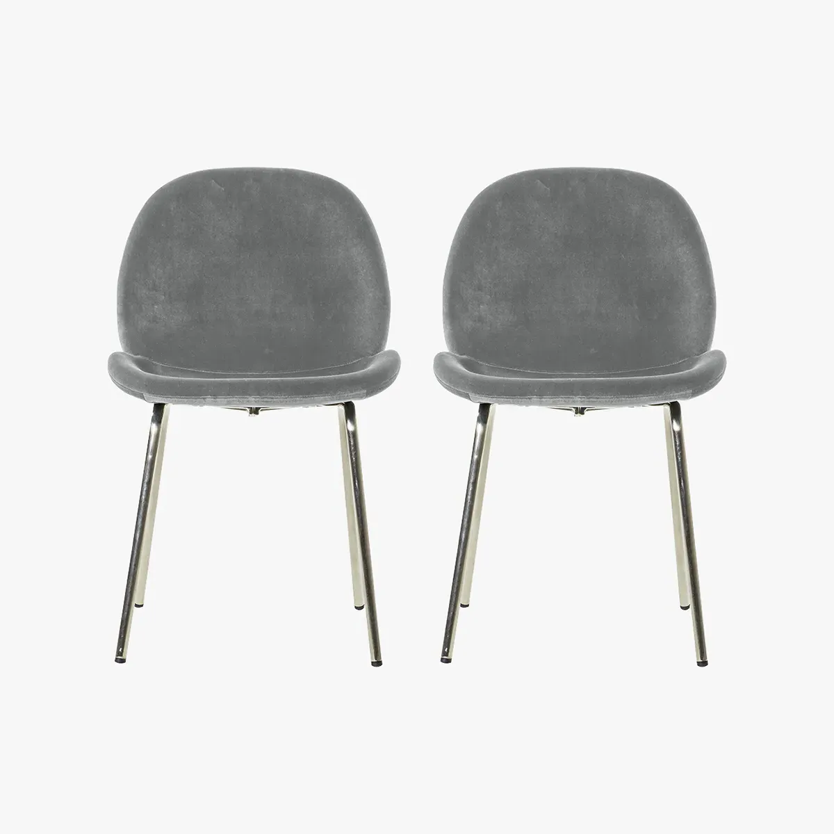 Set of 2 Dining Chairs - Grey, Velvet image