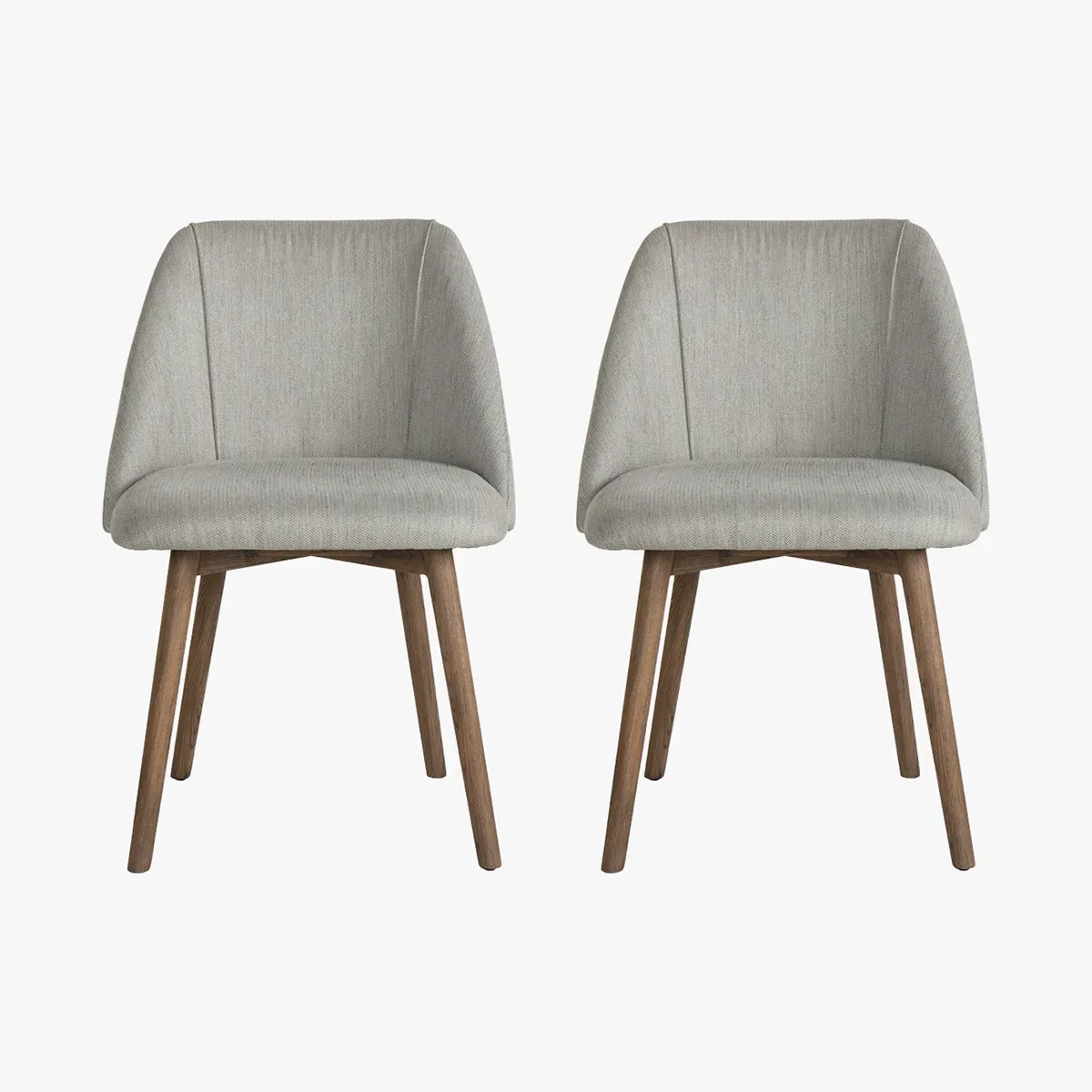 Set of 2 Dining Chairs - Light Grey, Ash Wood