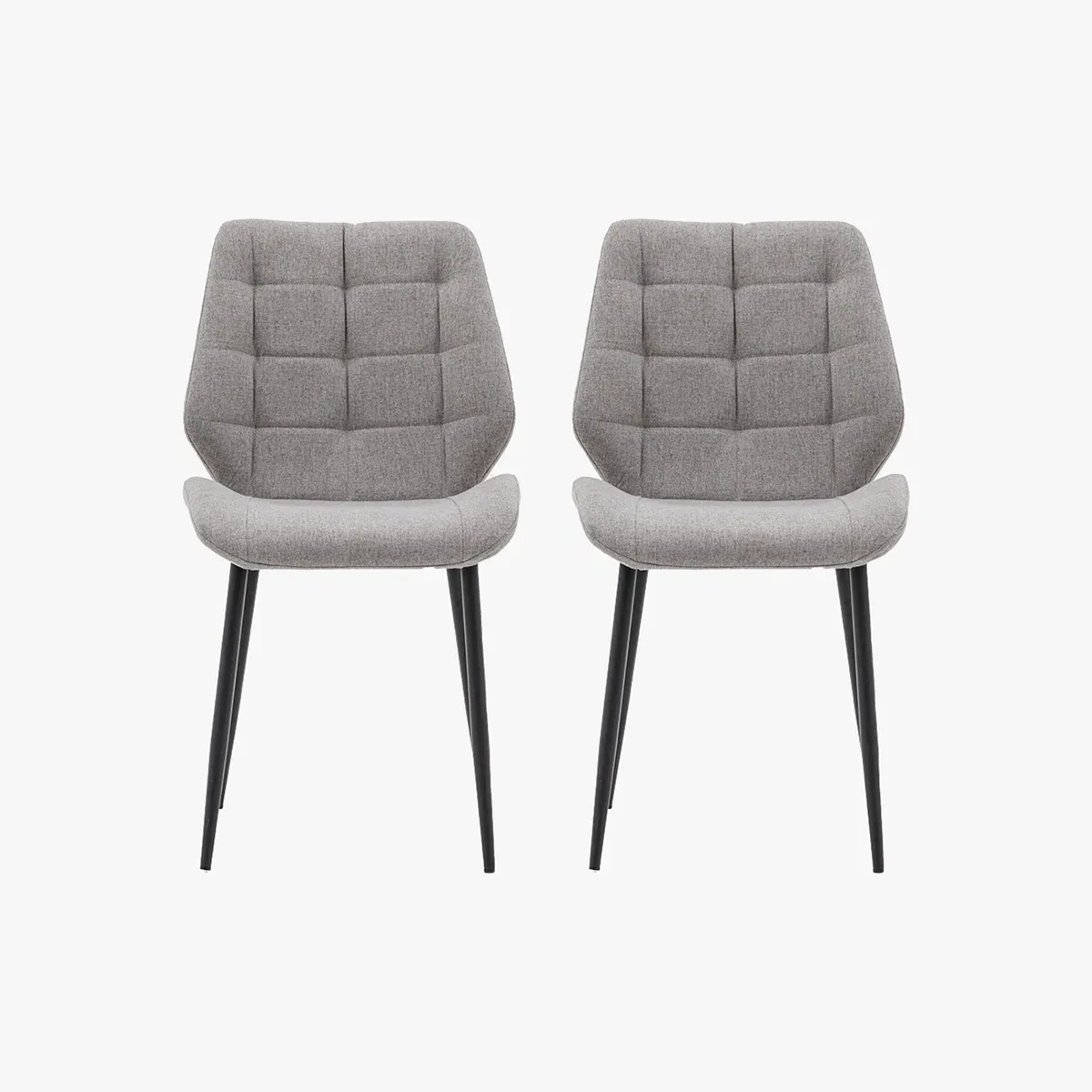 Set of 2 Dining Chairs - Light Grey, Upholstered