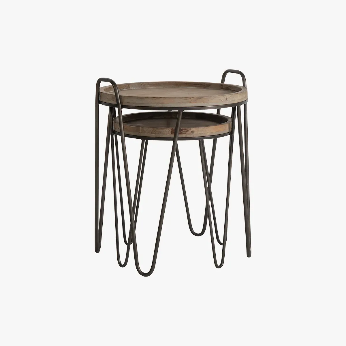Set of 2 Nesting Tables - Beige, Fir Wood image