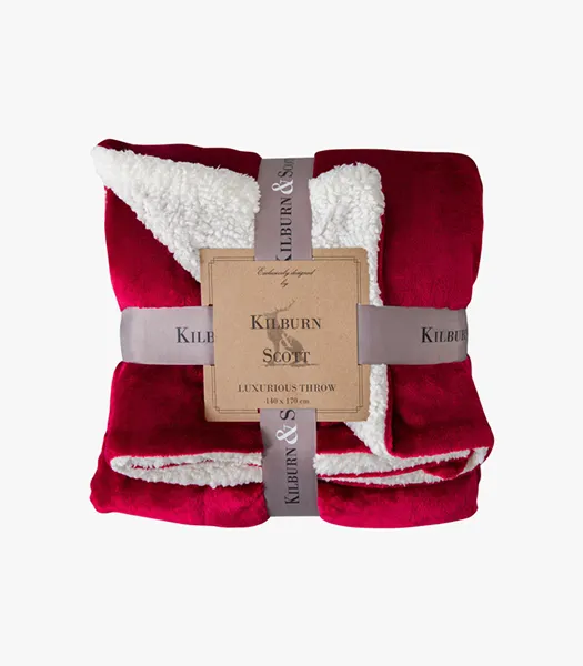 Sherpa Throw Blanket - Red, Flannel