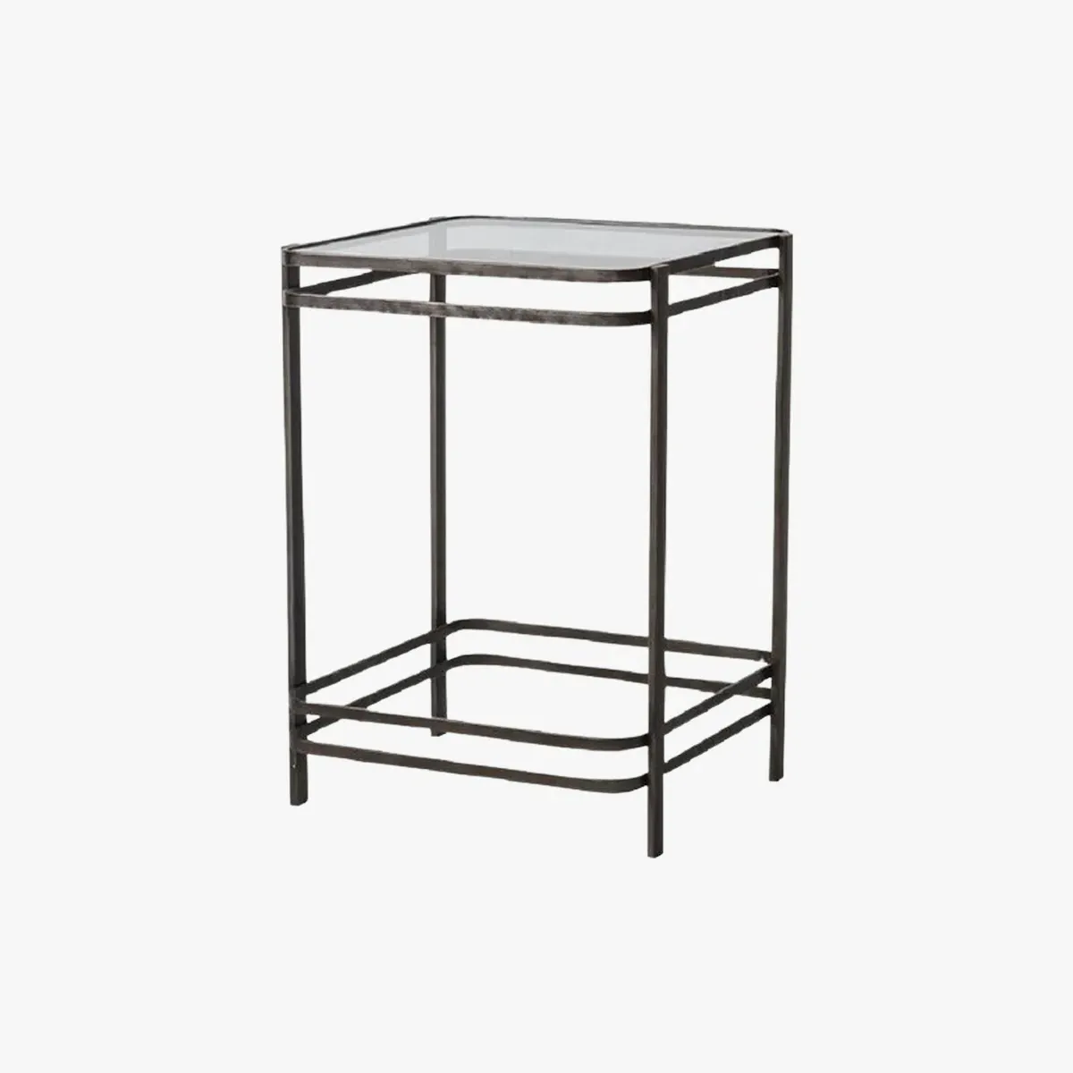 Side Table with Glass Top - Black, Metal image