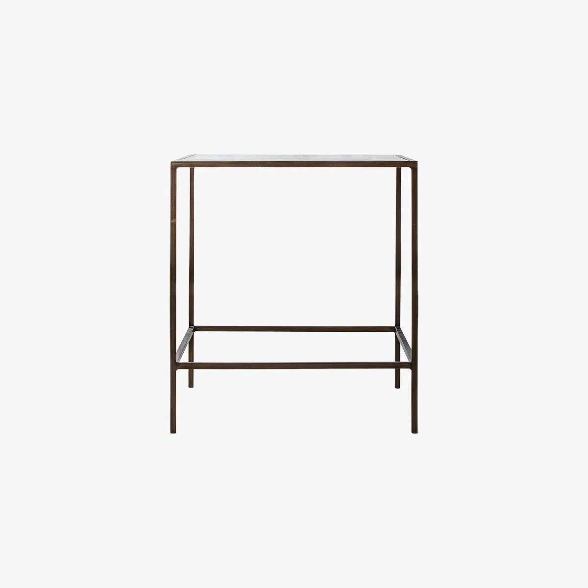 Side Table with Glass Top - Bronze, Metal image