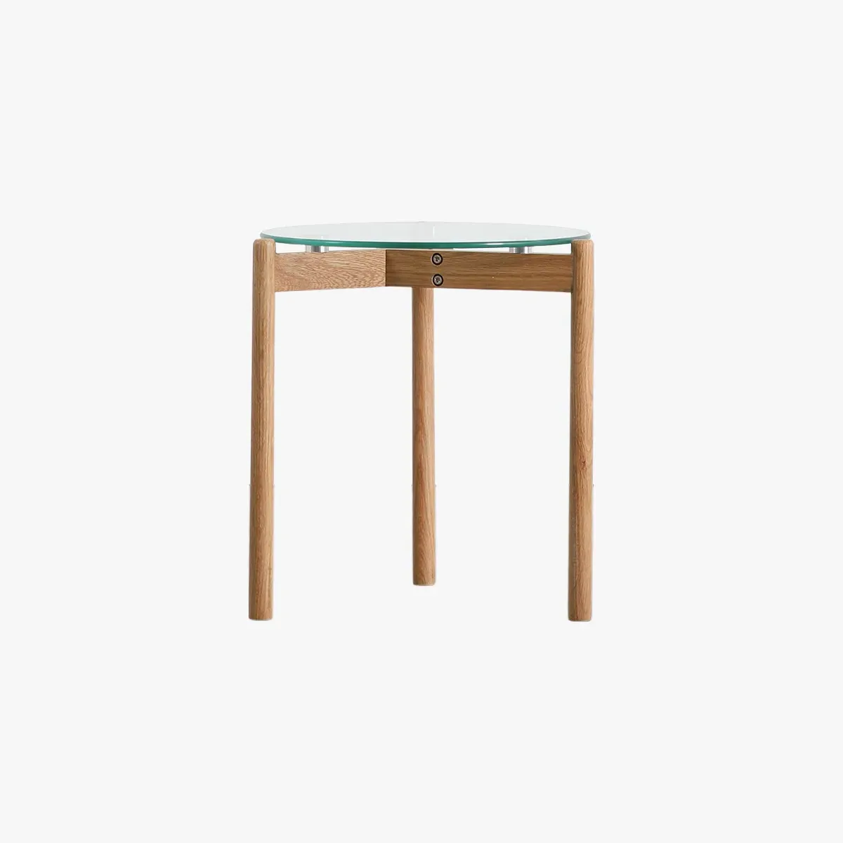 Side Table with Glass Top - Oak, Tempered Glass