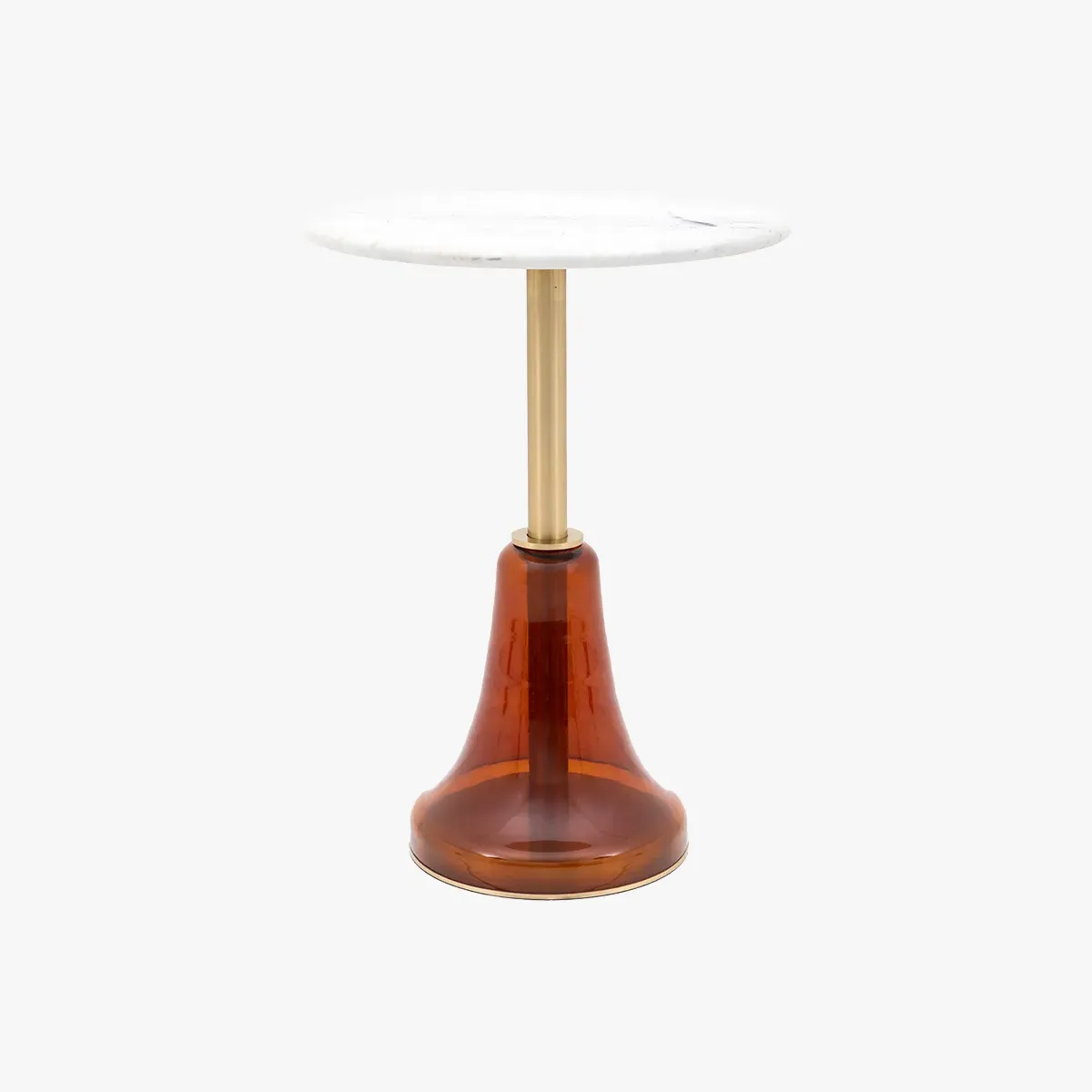 Side Table with Gold Details - Orange, Glass