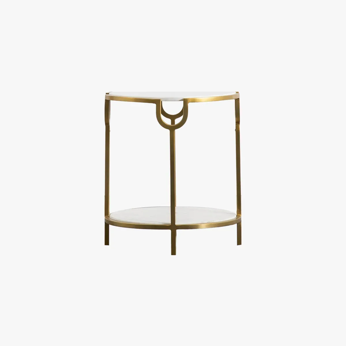 Side Table with Gold Frame - White, Marble image
