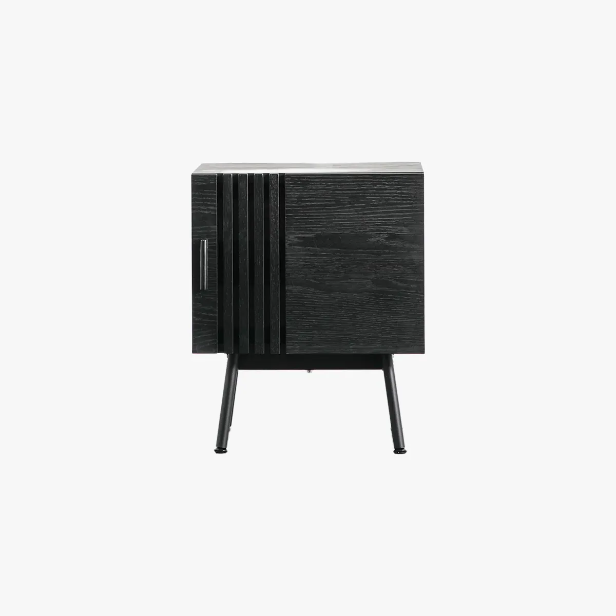Side Table with Slatted Design - Black image