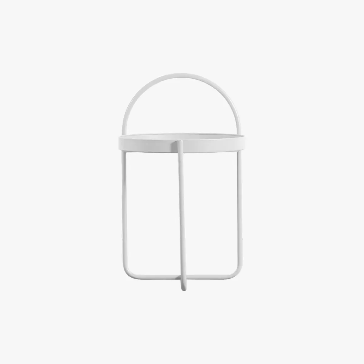 Side Table with Tray Top - White, Metal