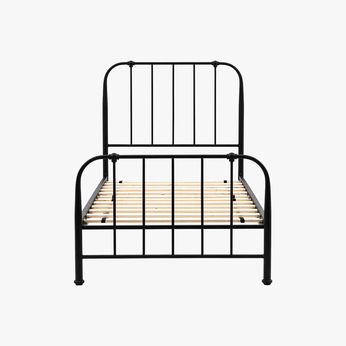 Single Bedstead with Ironwork Frame - Black