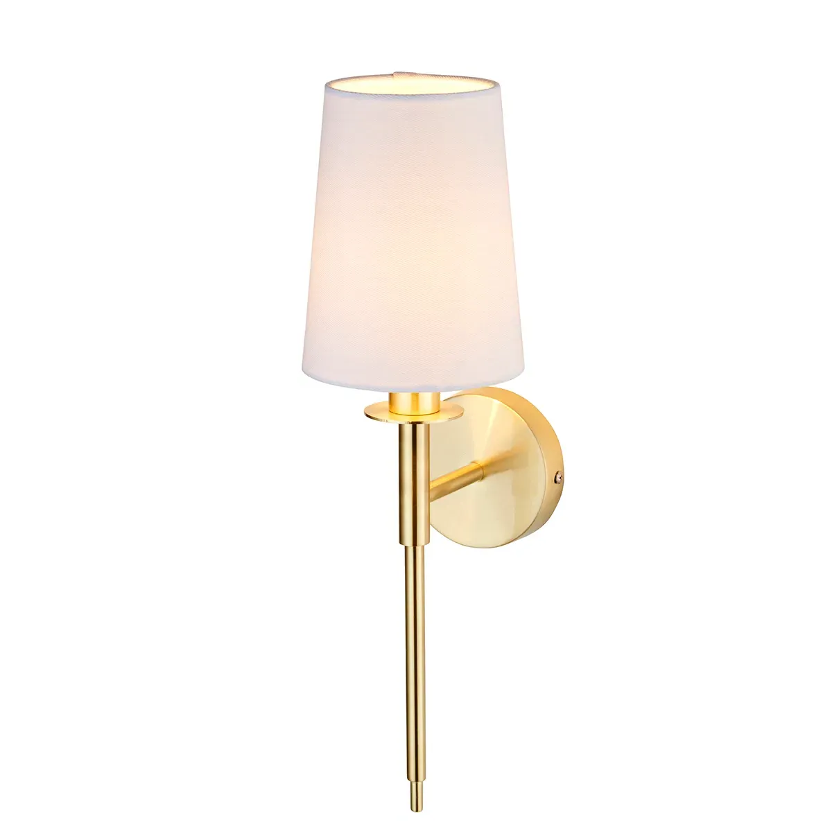 Slimline Wall Lamp with Fabric Shade - Brass image