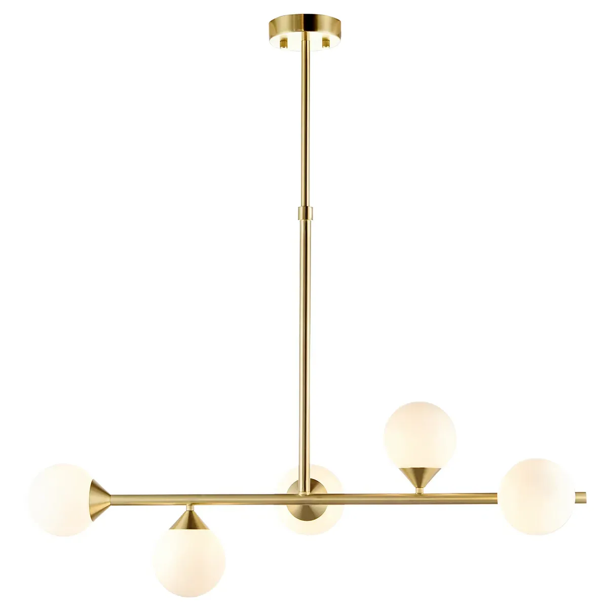 Small Bar Pendant Light - Brass, Opal Glass