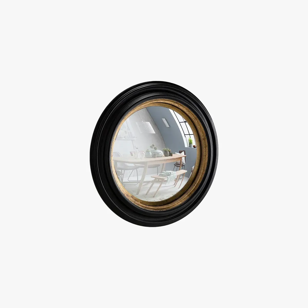 Small Convex Wall Mirror - Black
