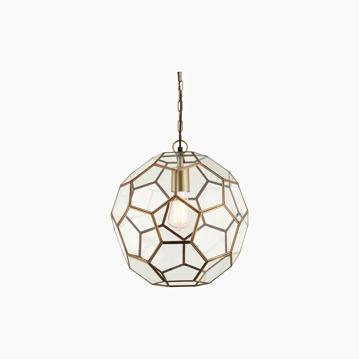 Small Geometric Pendant Light - Brass, Glass image