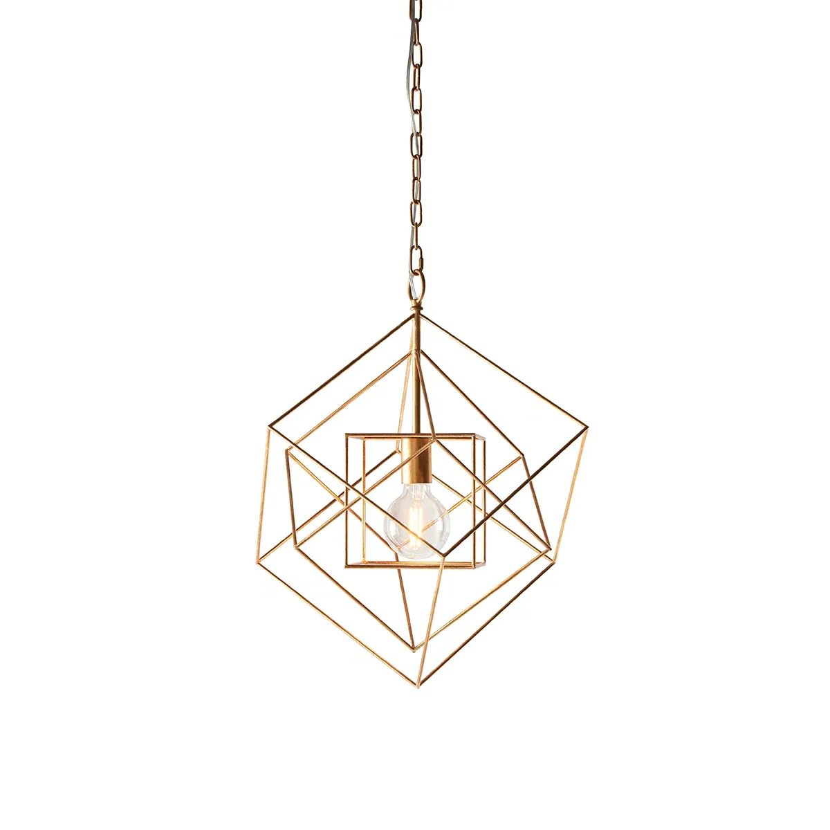 Small Geometric Pendant Light - Gold, Metal image