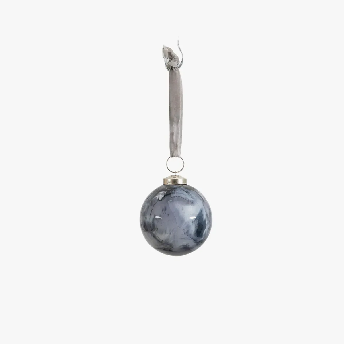 Small Glass Baubles Marbled - Grey, 6 Pack image