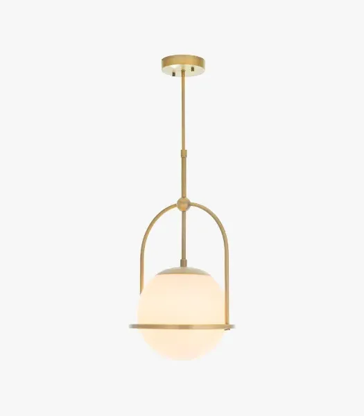 Small Pendant Light - Brass, Opal Glass image