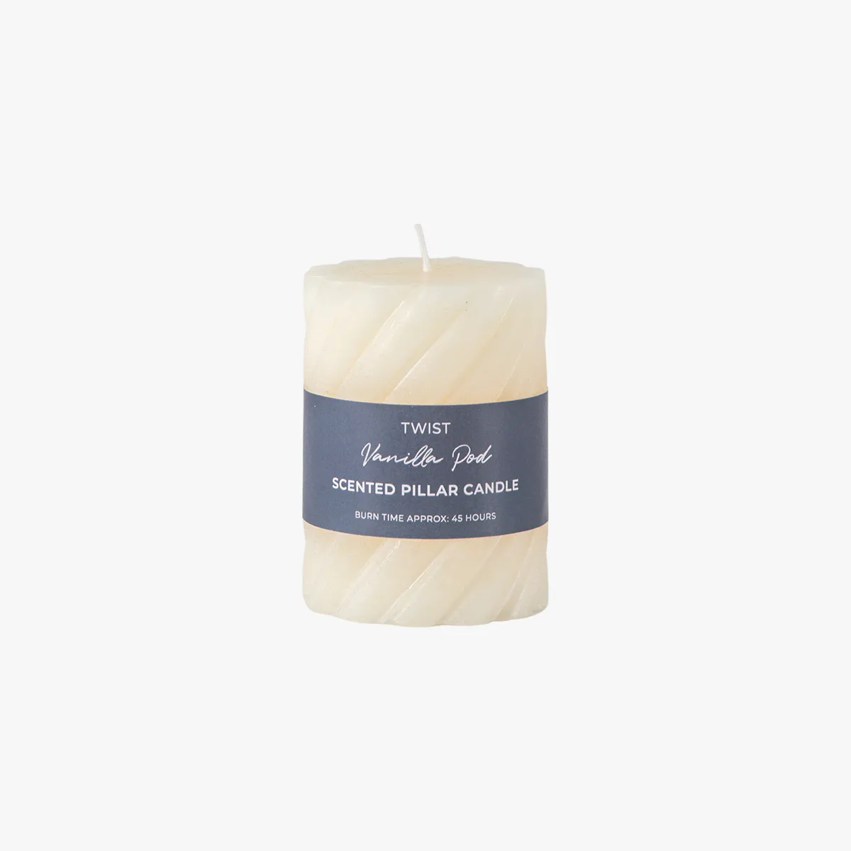 Small Pillar Candles with Twisted Grooves - Ivory image