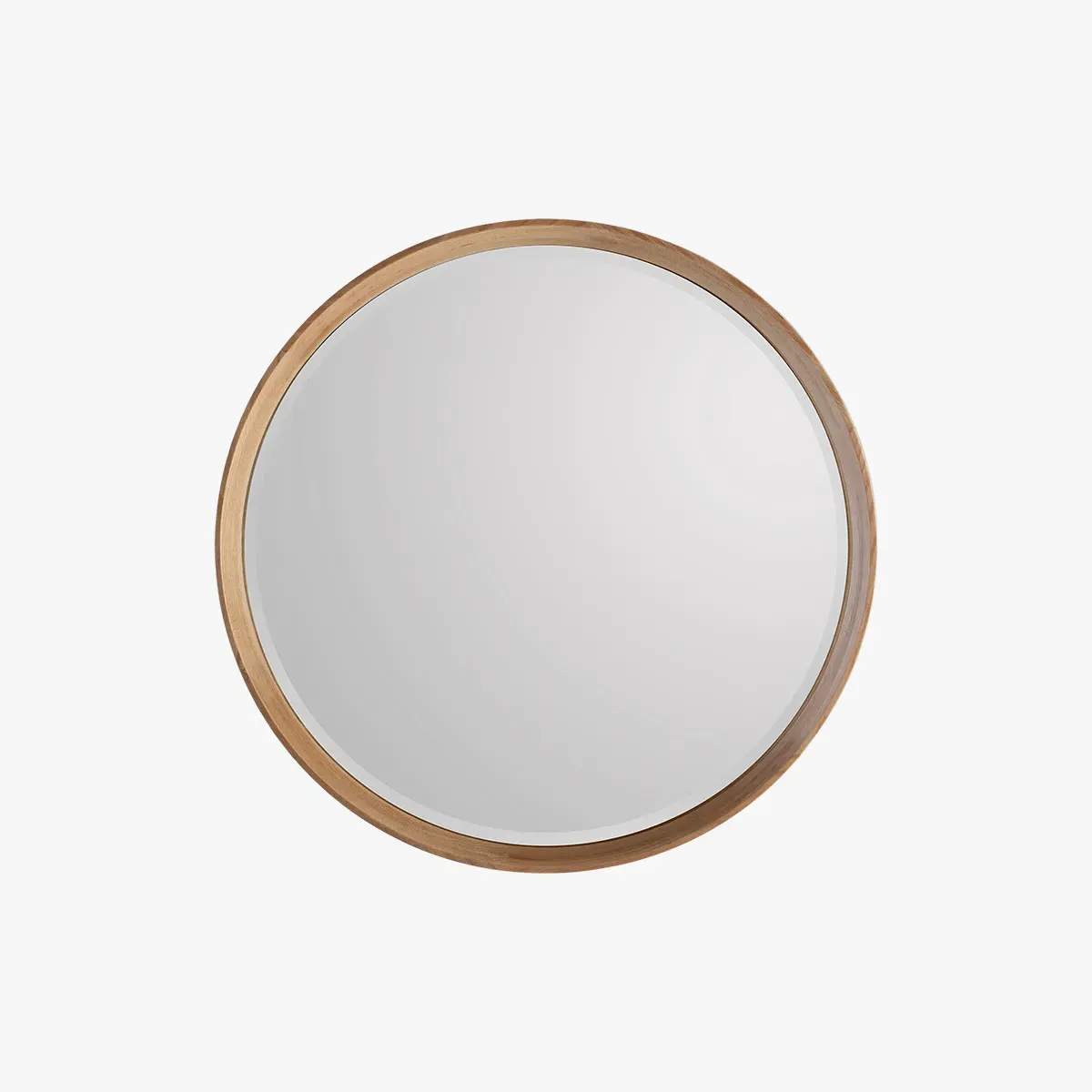 Small Round Wall Mirror - Beige, Oak image